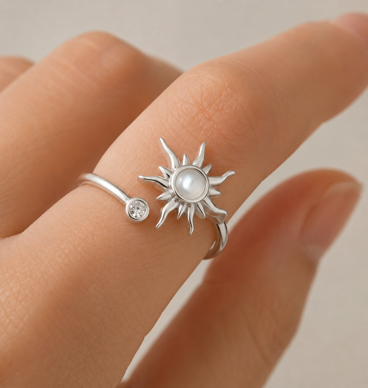 Silver sun ring