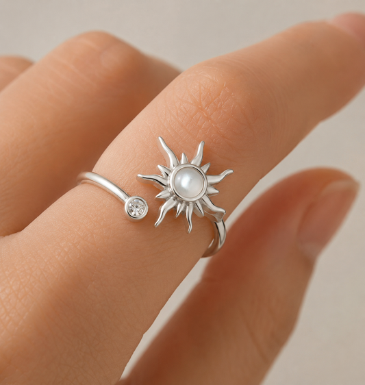 Silver sun ring